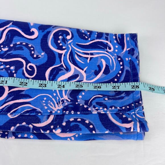 EUC Lilly Pulitzer Pants South Ocean Skinny Crop Coastal Blue Whispurr 10 - Picture 10 of 11